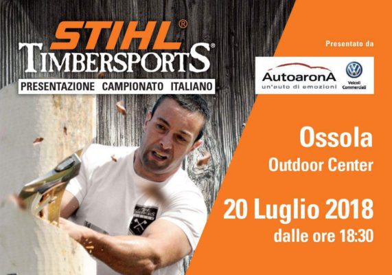 Presentazione discipline STIHL Timbersports al centro commerciale Ossola Outdoor Center